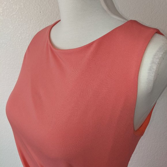 Coral Side Ruched Dress by Carmen Marc Valvo- Size M - Picture 3 of 6